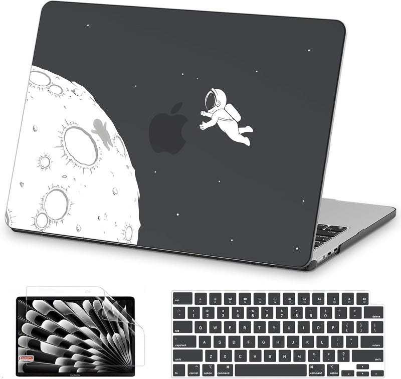 AKIT Compatible with MacBook Air 13 inch Case 2026 2025 2024-2022 M4 M3 M2 A3240 A3113 A2681, Pattern Hard Shell Laptop Case+Screen Protector+Keyboard Cover for MacBook Air 13.6 inch, Astronaut - Image 1